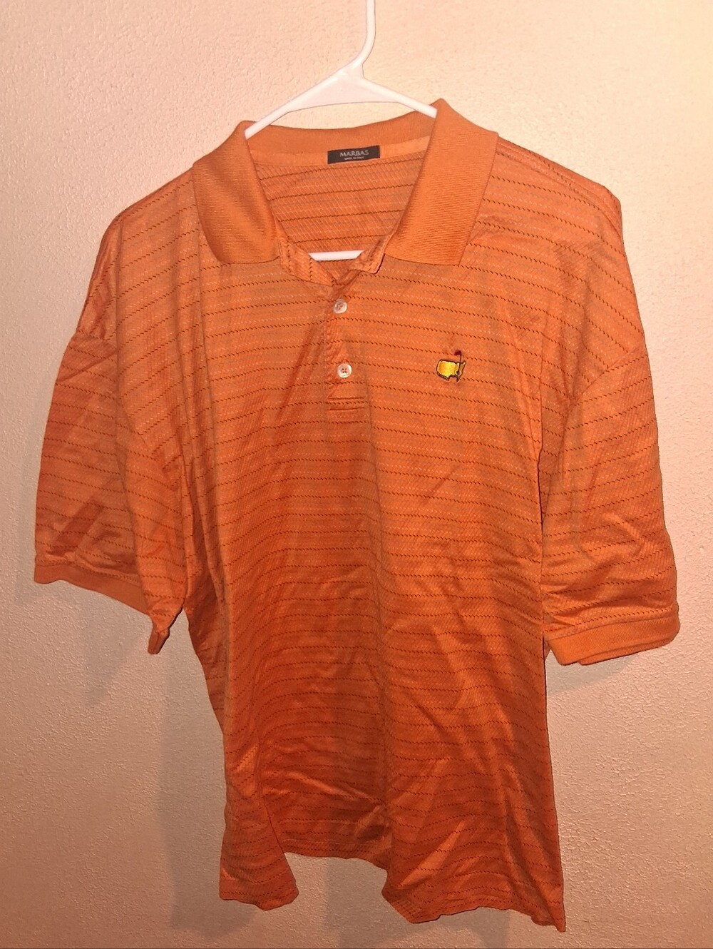 Marbas Masters 100% Pima Cotton Orange Striped Golf Polo Made In Italy L/52